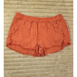 Aerie Paperbag Waist Fringe‎ Shorts Orange Medium High Rise Pull-On